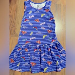 🌻 DC SUPER HERO lil girls blue striped slip on dress NWOT SZ: (6/6X) Color Blue